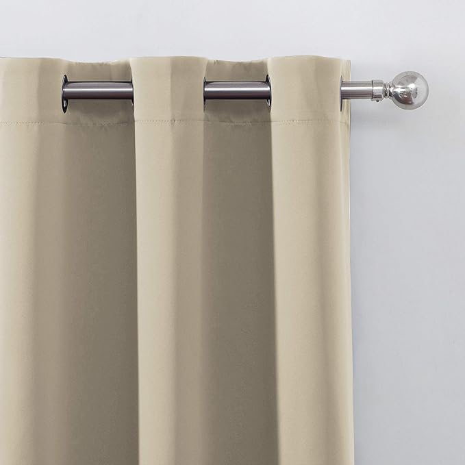 LEMOMO Beige Blackout Curtains/42 x 84 Inch/Set of 2 Panels Room Darkening Curtains for Bedroom