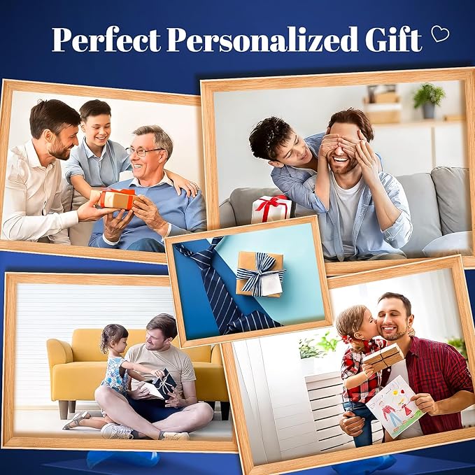 Personalized DAD Picture Frames, Customized Photo Frame with Night Light, Custom Picture Frames, Best Dad Ever Gifts, Personalized Birthday Gifts for Dad from Daughter Son Wife