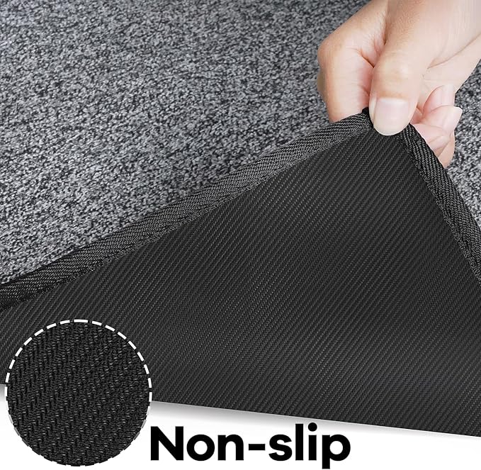 Runner Rug with Non Slip Rubber Backing, Washable Soft Floor Carpet for Kitchen, Hallway, Entryway Indoor, Bedroom, Laundry, Low Pile Area Rugs, Solid Color with Pointillism Style, 2'6“*12' Black