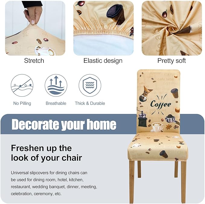 BIETYONE Chair Covers,Dining Room Chair Covers Set of 4,Stretch Kitchen Chair Cover,Washable Dining Chair Cover,Parsons Chair Slipcovers Protective,for Home,Restaurant,Banquet