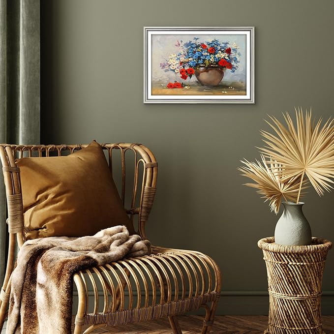 Americanflat Vintage Frames - 12x18 Poster Frame with Beaded Accents and Polished Plexiglass - Use as 11x17 Frame or Display 12x18 Photos Without Mat - Heirloom Collection - Wall Display - Silver