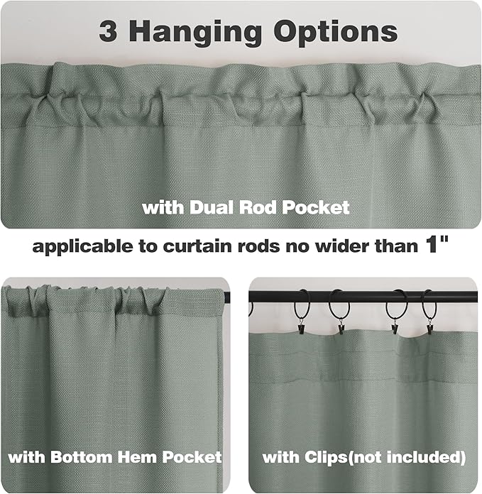 Chyhomenyc Bennet Olive Green Curtains 84 Inches Long 2 Panels, Faux Linen Textured Semi Sheer Light Filtering Soft Airy Privacy Farmhouse Curtain Drapes for Living Room Bedroom, 40" Wx84 L