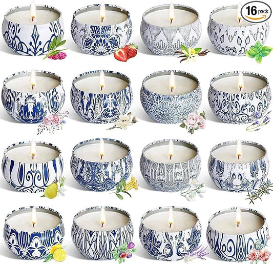 Set of 16 Pack Scented Candle Gifts Travel Tin Jar Candles for Home 2.5 OZ Scented Candles for Mom for Christmas, Birthday, Thanksgiving, Mother's Day.