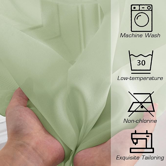 OWENIE Sheer Curtains 84 inches Long 2 Panels Set for Bedroom Living Room, Soft Solid Living Room Rod Pocket Light Filtering Curtains, 2 Pcs Each 42?€? W x 84" L, Light Green