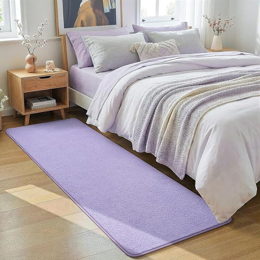 Soft Runner Rugs for Bedroom 2x6, Non Slip Runners for Hallway Kitchen Laundry Dorm Washable, Low Pile Long Rugs for Girls Kids, Light Purple