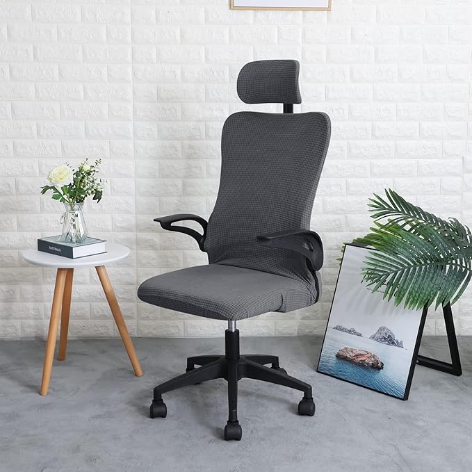 FORCHEER Ergonomic Office Chair Covers Set with Headrest Cover Water Repellent for Managerial Office Executive Chair, Dark Grey