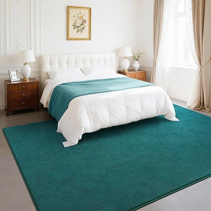 Soft Rugs for Living Room 6x9 Teal Green, Minimalist Area Rug for Bedroom Nursery Dining Table Dorm, Large Throw Rugs for Men Boys Girls Kids Room Indoor Floor Carpets