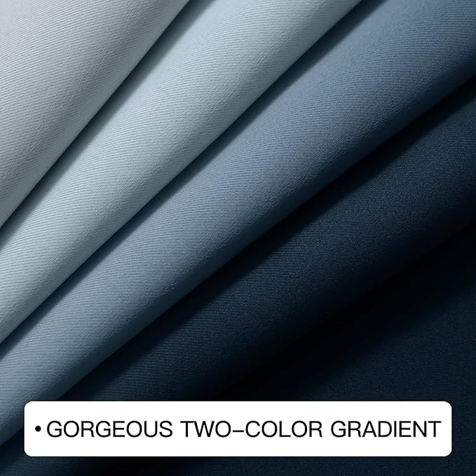 COSVIYA Curtains & Drapes Ombre Navy Blue Curtains 72 inch Length 2 Panels, Grommet Room Darkening Light Blocking Insulated Thermal Gradient Window Panels for Bedroom/Living Room,42x72 inches