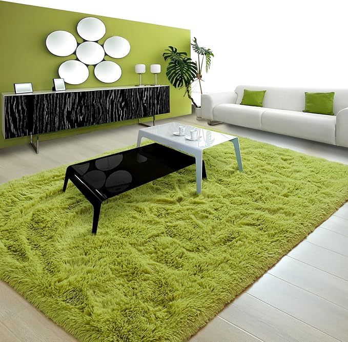 Noahas Large Fluffy Green 6x9 Area Rugs for Living Room Bedroom,Thick Shag Throw Rug,Big Soft Shaggy Bedside Non-Slip Plush Dorm Nursery Kids Carpet