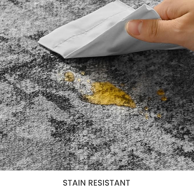 2.6x8 Black Rug Runners for Hallways Kitchen Runner Rug Non Slip Washable Black Long Runner Rugs with Rubber Backing Soft Abstract Carpet Runner for Bedroom, Kitchen, Bathroom, Entryway