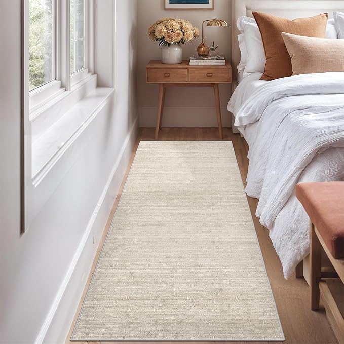 Art&Tuft Non-Slip Runner Rug - 3x6 Runner Rug Washable Hallway Runner, Soft Low-Pile Carpet Runners for Hallways, Bedroom Bathroom Kitchen Laundry Living Room, Beige