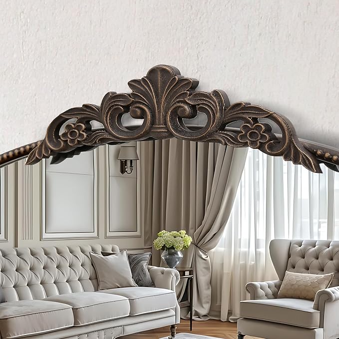 Micasso Large Bronze Vintage Mirror: 40"x29" French Baroque Antique Mirror - Traditional Ornate Decorative Wall Mounted Arched Mirrors for Wall/Mantel/Entryway/Hallway - Home Decor for Living Room