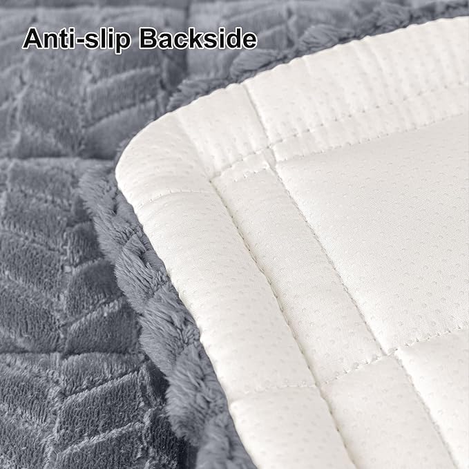 Smiry Non Slip Couch Covers for Dogs, Fuzzy Pet Couch Covers for 2-3 Cushion Sofa Pet Friendly, Soft Sofa Slipcovers Cushion Furniture Protector Washable (Grey, 27.6" x 59")