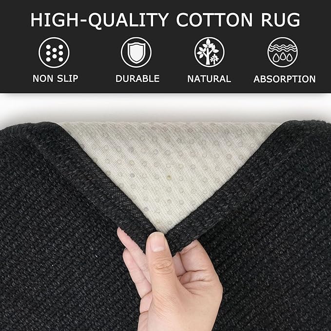 KOZYFLY Washable Runner Rug 3x20 ft Hallway Kitchen Runner Rugs with Rubber Backing Bobo Non Slip Entryway Runner Indoor, Long Carpet Runners for Hall Kitchen Entryway, Black