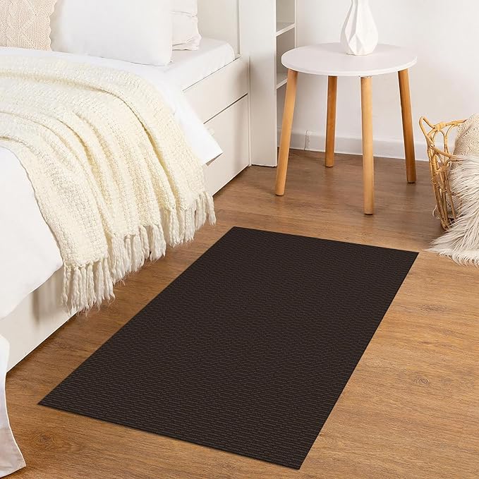 KOZYFLY Washable Area Rug 2x3 Ft Small Entryway Rug Indoor Door Mat Throw Rugs with Rubber Backing, Braided Cotton Floor Carpet for Front Entrance Bathroom Kitchen Foyer, Dark Coffee/Brown