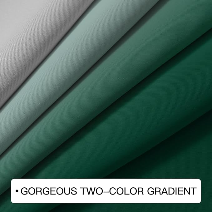 COSVIYA Blackout Curtains & Drapes Ombre Green Curtains 84 inches Long 2 Panels, Room Darkening Light Blocking Grommet Gradient Insulated Thermal Window Curtains for Bedroom/Living Room,52x84 inches