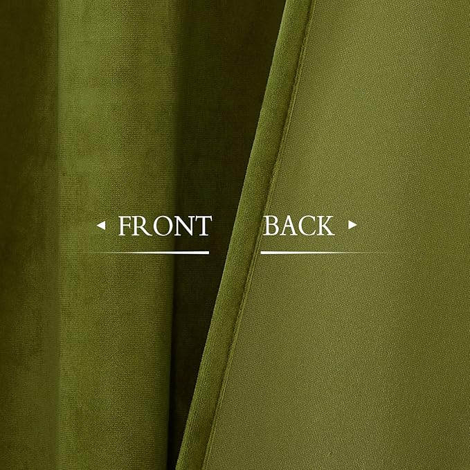 StangH Olive Green Curtains 108 inches Long, Super Soft Velvet Luxury Home Decor, Christmas Holiday Backdrops for Party/Living Room/Bedroom/Office, W52 x L108, 2 Panels