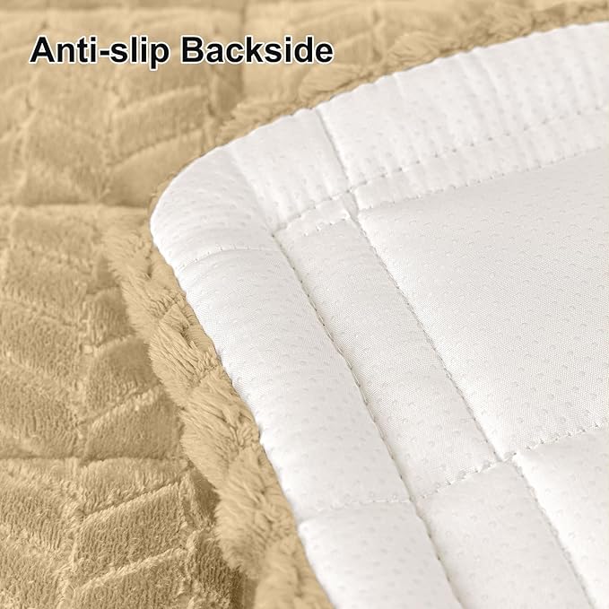 Smiry Non Slip Couch Covers for Dogs, Fuzzy Pet Couch Covers for 3 Cushion Sofa Pet Friendly, Soft Sofa Slipcovers Cushion Furniture Protector Washable (Khaki, 27.6" x 82.7")