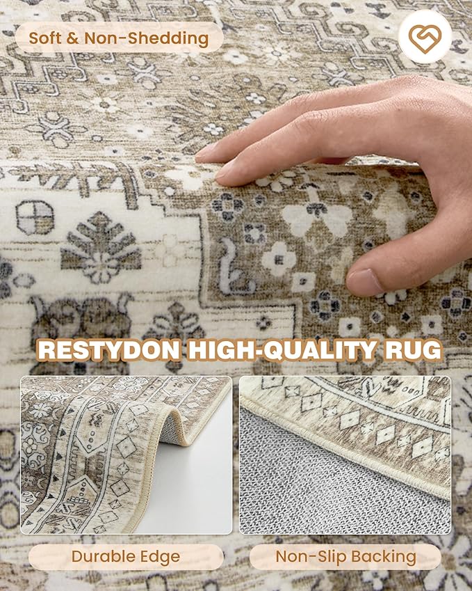 Kitchen Runner Rug Non Slip Washable 2.5x10, Soft Ultra-Thin Entryway Rug Runners for Hallways, Carpet Runner for Living Room,Kitchen, Laundry, Bathroom(Brown,2.5'x10')