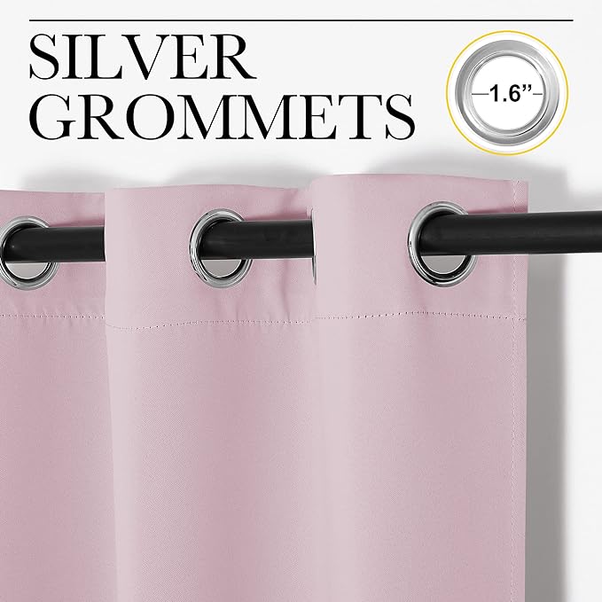 NICETOWN Room Darkening Drapes for Nursery - Light Blocking Curtain Panels for Bedroom Girl Room, Soft Fabric Window Treatment (Lavender Pink, 42 inches Width by 90 inches Length, 1 Pair)