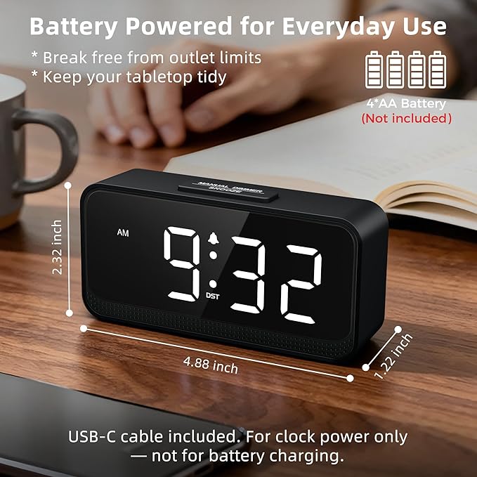 Battery Operated Small Alarm Clock: Compact Cordless Design - Image 3
