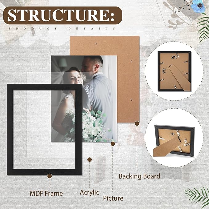 Namalu 20 Pcs Gallery Wall Frames Set Rustic Picture Frames Collage Assorted Photo Wall Decor Pack for Hanging or Tabletop Display Multi Sizes with 8 x 10, 5 x 7, 4 x 6 (Stylish Color)