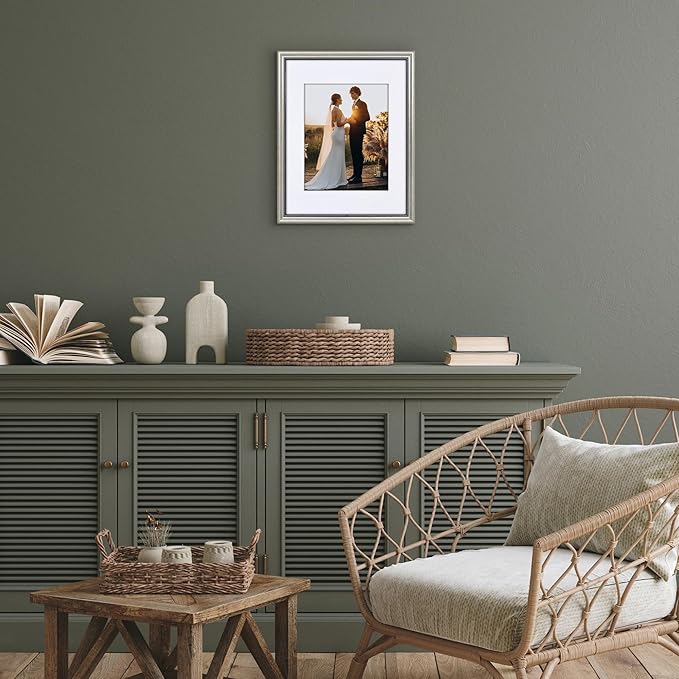 Americanflat Vintage Frames - 11x14 Picture Frame with Beaded Accents and Shatter-Resistant Glass - Use as 8x10 Frame or Display 11x14 Photos Without Mat - Heirloom Collection - Wall Display - Silver