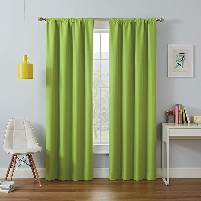 ECLIPSE Kendall Modern Blackout Thermal Rod Pocket Window Curtain for Bedroom or Living Room (1 Panel), 42" x 84", Lime