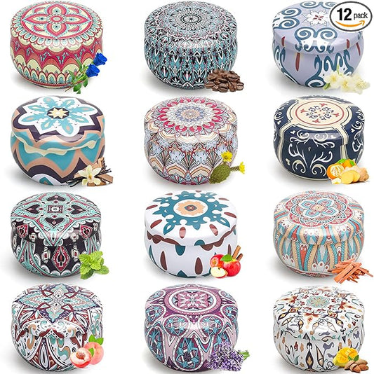Scented Candles Gift Set, 12 Pack Home Fragrance - 300 Hour Long-Lasting Soy Wax, Lead-Free Cotton Wicks Aromatherapy Candles Gifts for Women, Candle Gifts for Birthday Mother's Day