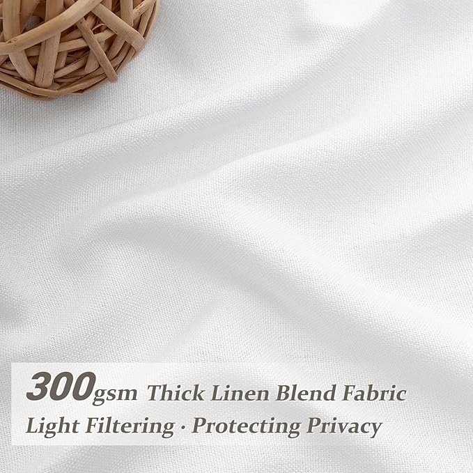 PleatedDrapes Extra Long White Curtains120 Inches, Modern Designer Curtain 10 Foot Light Filtering Semi Sheer Curtain for Living Room/Apartment Pinch Pleat Heavy Duty Linen Tall Ceiling Track 2 Panels