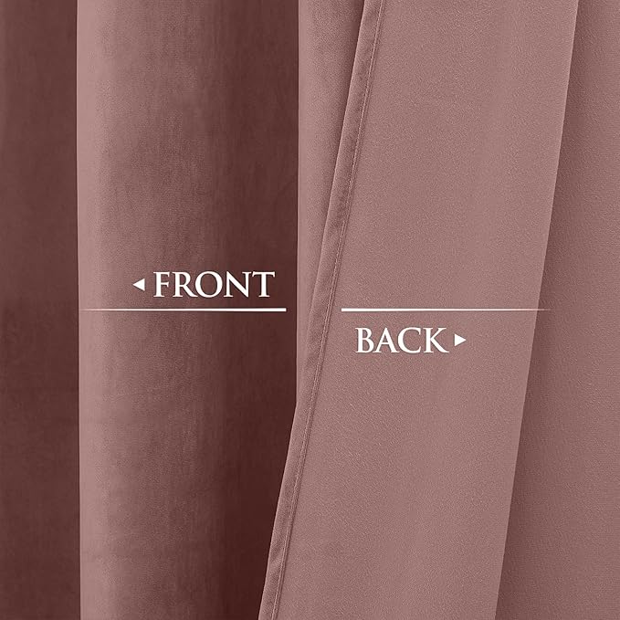 StangH Velvet Curtains 96 inches Long - Room Darkening Window Drapes for Living Room, Elegant Wild Rose Grommet Thermal Insulated Curtains for Nursery Kids/Office, W52 x L96, 2 Panels