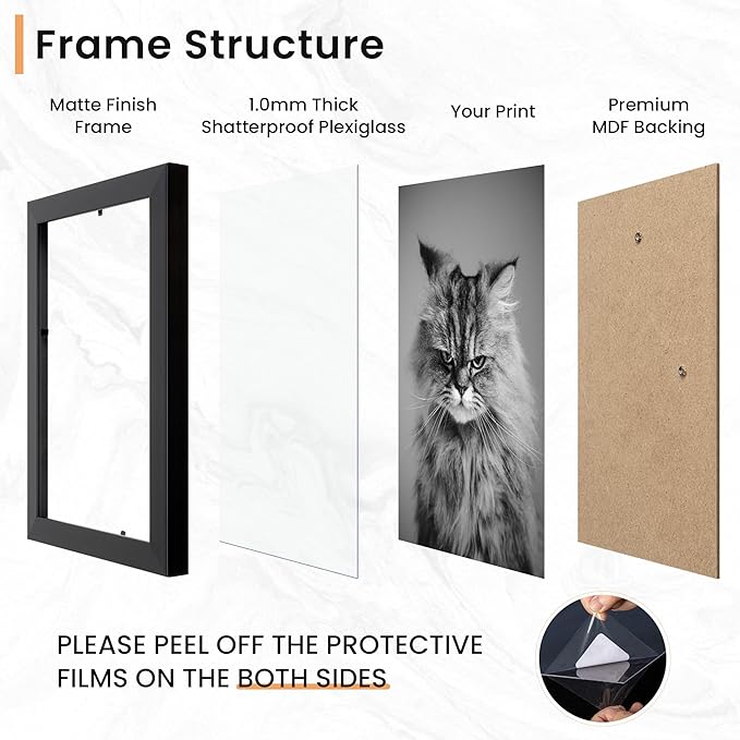 15 Pack Picture Frames Collage Wall Decor, Gallery Frame Set for Wall Mounting or Tabletop Display, Multi Sizes Including 3pcs 8x10, 6pcs 5x7, 6pcs 4x6, Black+White+Gold