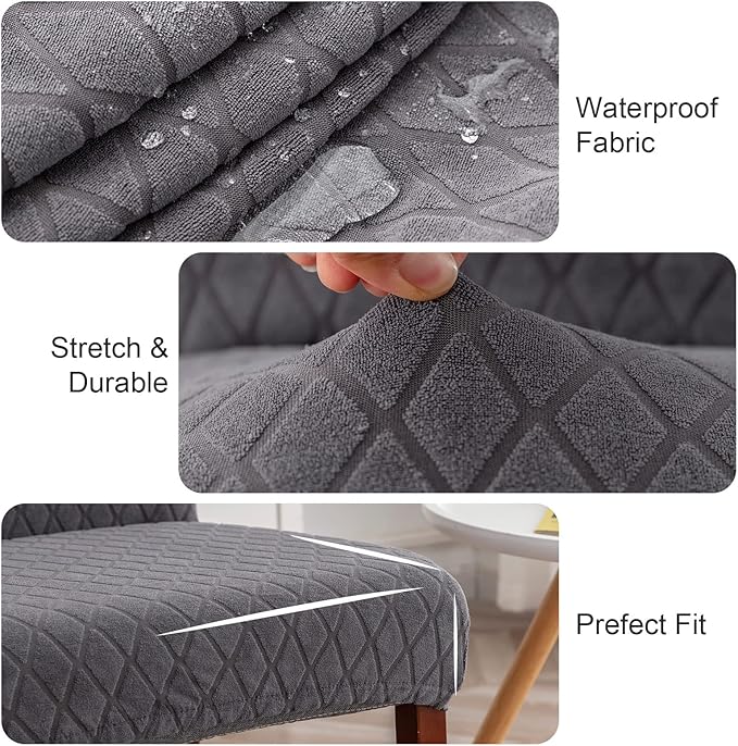 Genina Waterproof Chair Covers for Dining Room Set of 4, Dining Chair Cover Removable Parson Chair Slipcover Chair Protectors Covers for Kitchen (Argyle-Dark Gray, 4 PCS)