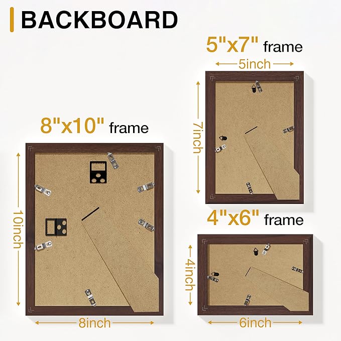 Vittanly 15 Pack Picture Frames Collage Wall Decor for Mounting or Tabletop Display, Gallery Frame Set for Family, Multi Sizes Including 3pcs 8x10, 6pcs 5x7, 6pcs 4x6, Light Brown