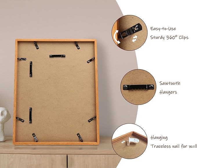 16x20 Picture Frame with Mat for 11x14, Natural Teak Wood Handcrafted Rounded Corner with Plexiglass, Vertical or Horizontal Display Photo Gallery Poster Wall Mounting Frame