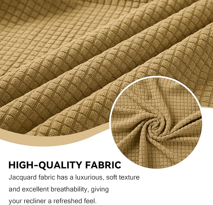 Cupuamon Recliner Chair Covers,Lazy Boy Recliner Covers Stretch Reclining Covers 1 Piece Furniture Protector with Elastic Bottom for Dog,Kids-Tan