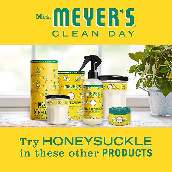 MRS. MEYER'S CLEAN DAY Soy Aromatherapy Candle,35 Hour Burn Time,Made with Soy Wax and Essential Oils,Honeysuckle,7.2 Oz,(Pack of 6)