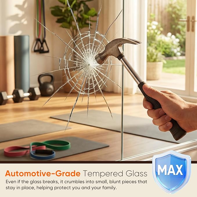 Antok Home Gym Mirror 60"x40" 2PCS, Large Full Length Wall Mounted Mirrors, Frameless Tempered Glass Full Body Mirror for Gym Yoga Dance Studio Garage Bedroom & Bathroom