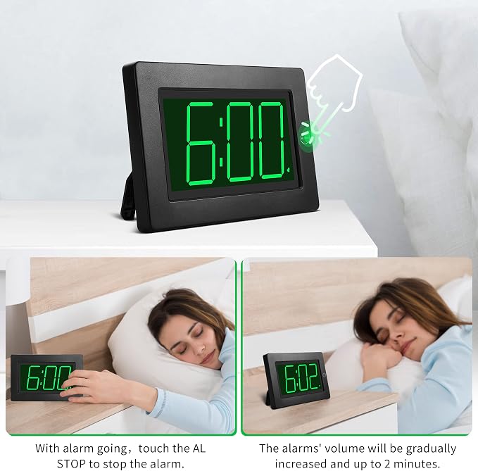 Alarm Clock,3" LED,3-level Brightness,Battery Operated,Wall-mount/Table-top - Image 5