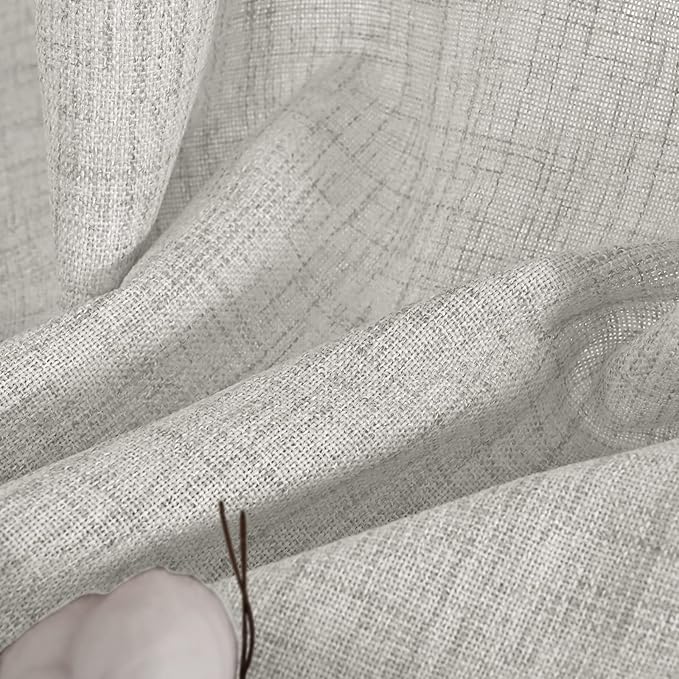 YoungsTex Light Grey Linen Semi Sheer Curtains 63 Inches Long for Bedroom 2 Panels - Textured Light Filtering Window Drapes with Bronze Grommet Privacy for Living Room, 2 Panels, 52 X 63 Inch