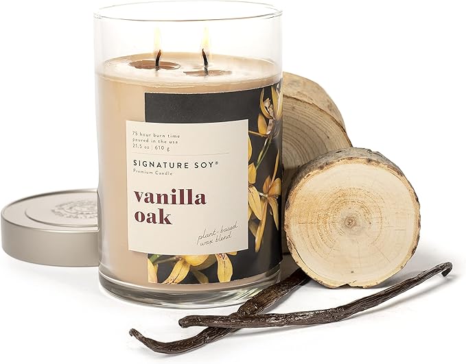 Signature Soy Lidded Vanilla Oak Scented Candle, Extra Large Jar (Pack of 2)
