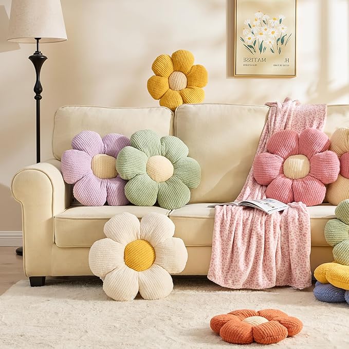 XIAIJIA Flower Pillow Flowers Shaped Pillow Cushion Decorative Daisy Pillow for Bed Cute Throw Pillow Flower Floor Pillow Soft Seat Cushion Pink Cushion 15.7"