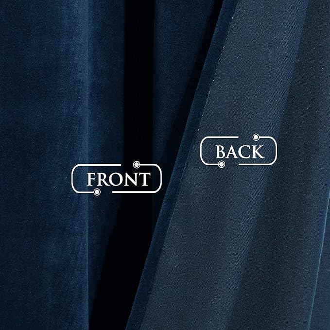 StangH Navy Blue Curtains Velvet - Gorgeous Home Decor Soft Velvet Curtains Blackout Thermal Insulated Patio Sliding Glass Door Curtain Panels for Cottage, Navy Blue, W52 x L108 inch, 2 Panels