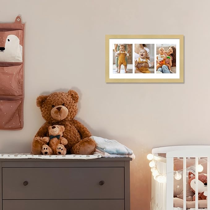 VIOLABBEY 8x14 Picture Frames 2Pack, Fits Three 4x6 Photos with Mat or One 8x14 Picture without Mat for Wall, Gold 4x6 Picture Frame Collage