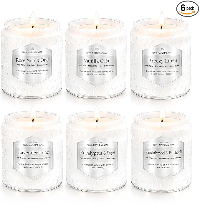 Scented Candles Gift Set for Women, 6 Pack Aromatherapy Soy Candles for Home, Long Lasting Decorative Jar Candles for Birthday, Relaxation, Self Care