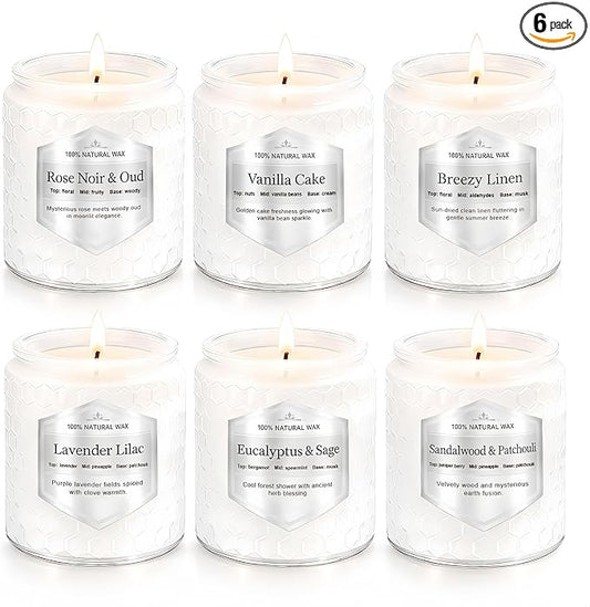 Scented Candles Gift Set for Women, 6 Pack Aromatherapy Soy Candles for Home, Long Lasting Decorative Jar Candles for Birthday, Relaxation, Self Care
