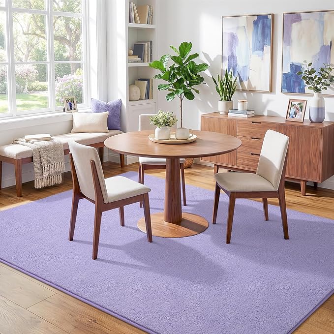 Soft Rugs for Living Room 4x6 Light Purple, Modern Area Rug for Bedroom Nursery Dorm, Thickened Throw Rugs for Girls Kids, Washable Indoor Floor Carpets