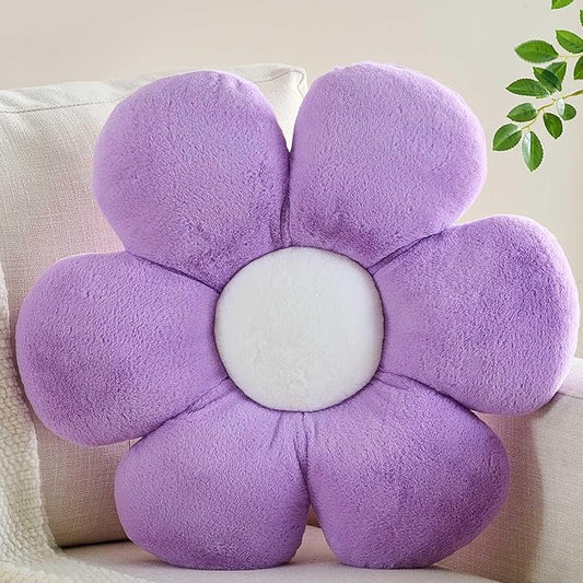CANGHI Flower Pillow Purple 15.74 inch Flower Shaped Throw Pillows Daisy Plush Pillow Floor Pillows Seat Cushion Cute Aesthetic Decorative Throw Pillows for Bed Home Sofa Chair Couch Decor