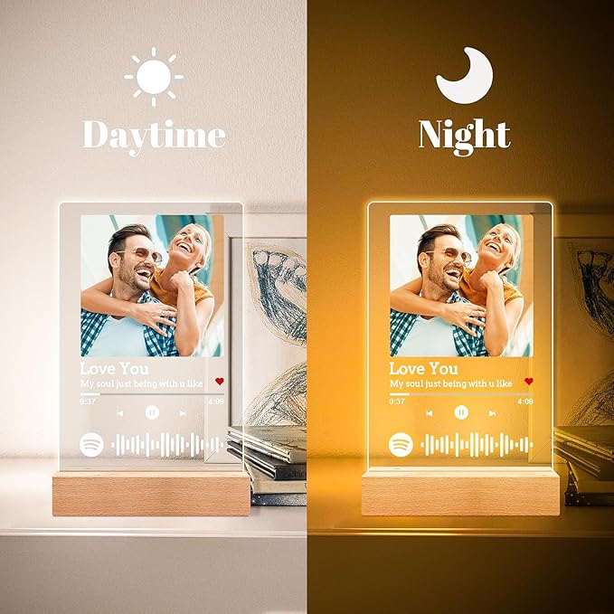 Custom Spotify Plaque, Custom Acrylic Song Plaque Picture Frames, Personalized Photo Frame, Personalized Anniversary Birthday Gifts for Women Men Girlfriend Boyfriend Her Him Couple