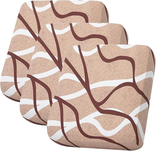 hyha Printed Couch Cushion Covers, Floral Sofa Covers Washable for 3 Cushion Couch, Stretch Pattern Outdoor Cushion Covers for Patio Furniture with Elastic Bottom(3 Packs, Sand Wavy)